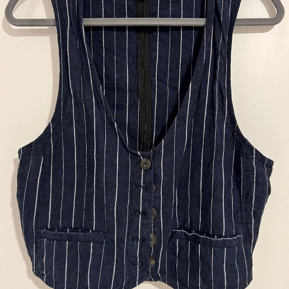 Striped Navy Sleeveless Top